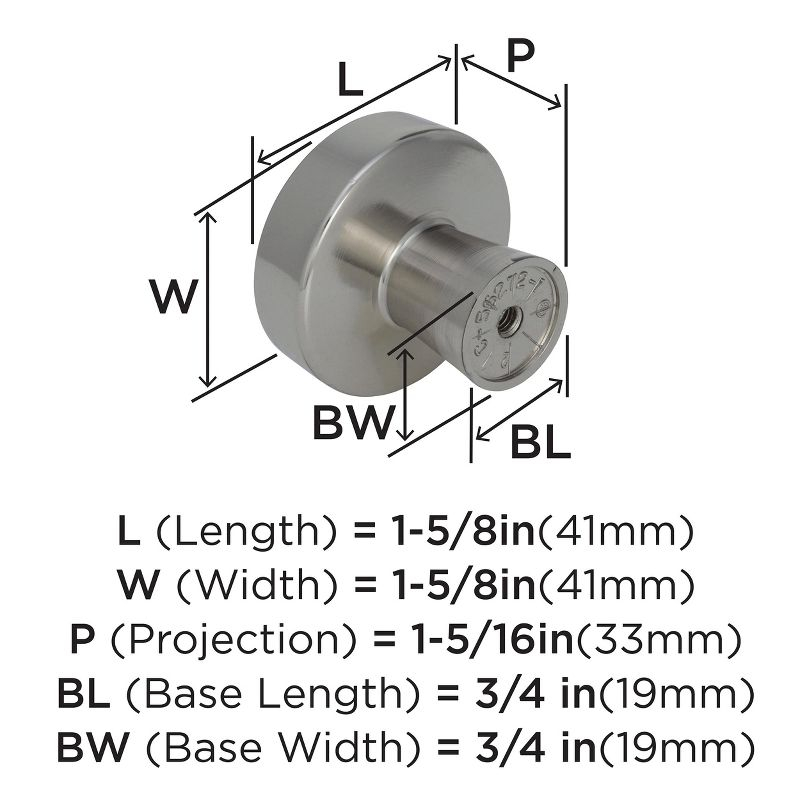 Amerock Blackrock 1-5/8 inch (41mm) Diameter Polished Nickel Cabinet Knob