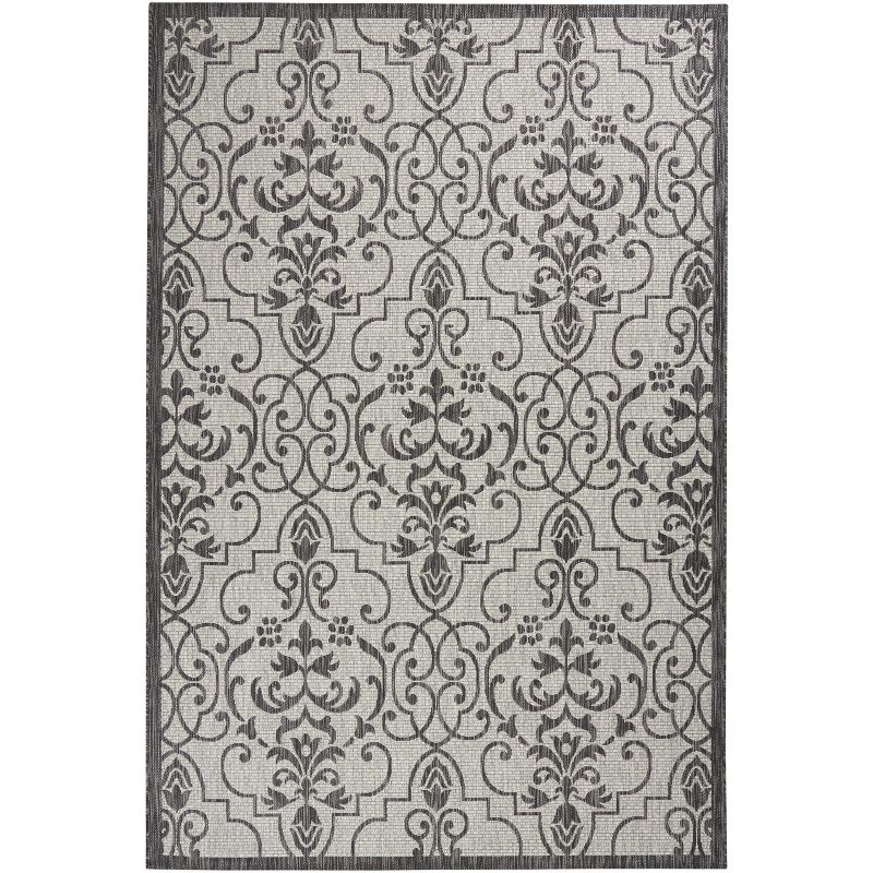Nourison Garden Party GRD04 Indoor/outdoor Area Rug - Ivory/Charcoal 7' x 10'