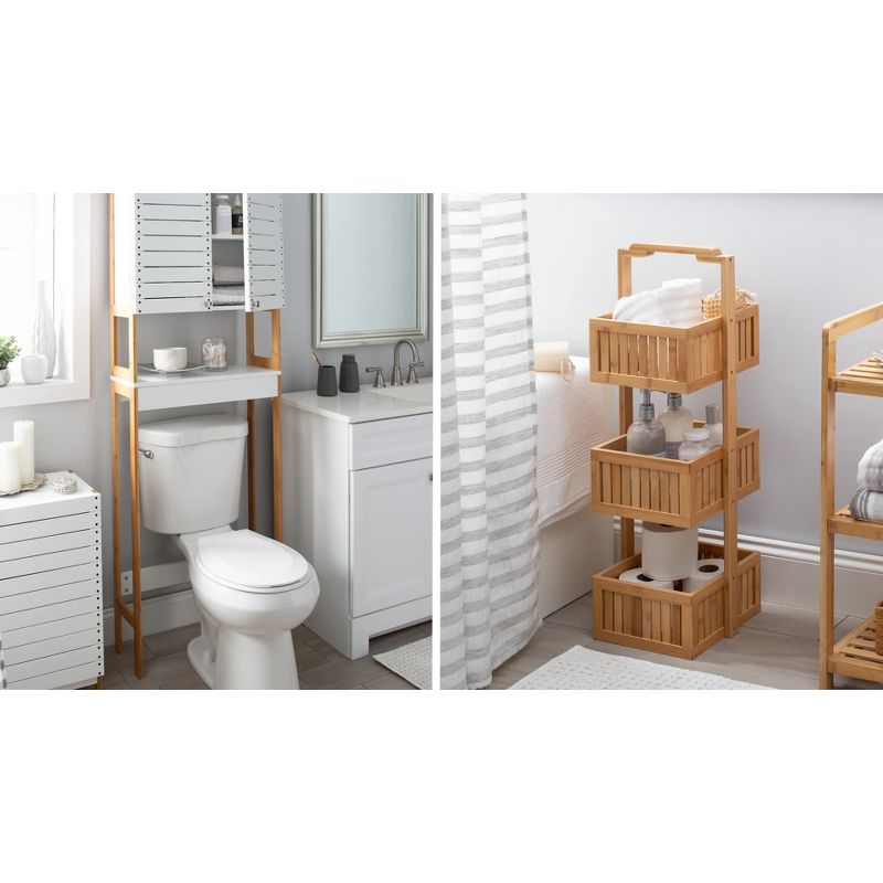 Organize It All Two Tier Bath Shelf Chrome : Microfiber, Machine Washable, Non-Slip Backing