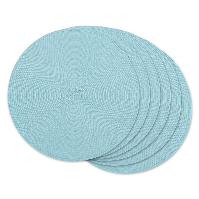 DII Solid Woven Placemat Set 6 Piece, Robbins Egg Blue, 15" Dia