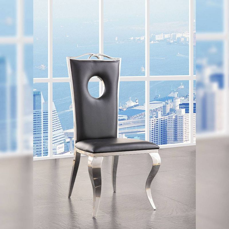 Acme Furniture Cyrene Dining Chairs Black Synthetic Leather/Stainless Steel