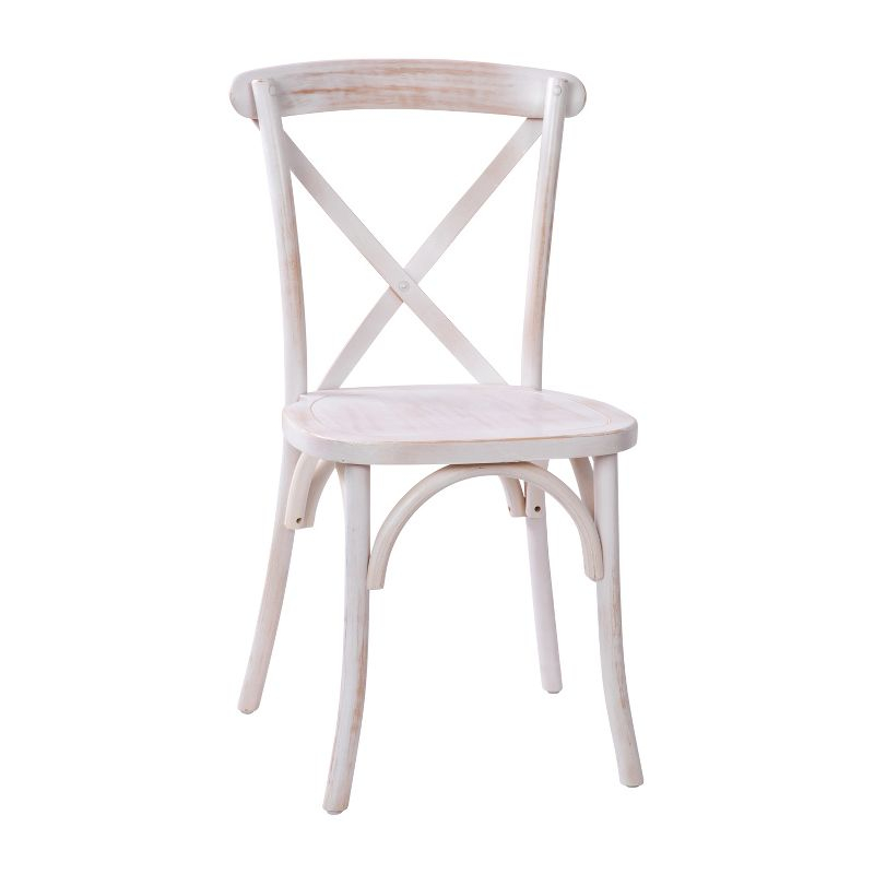 Merrick Lane X-Back Bistro Style Wooden High Back Dining Chair in Lime Wash