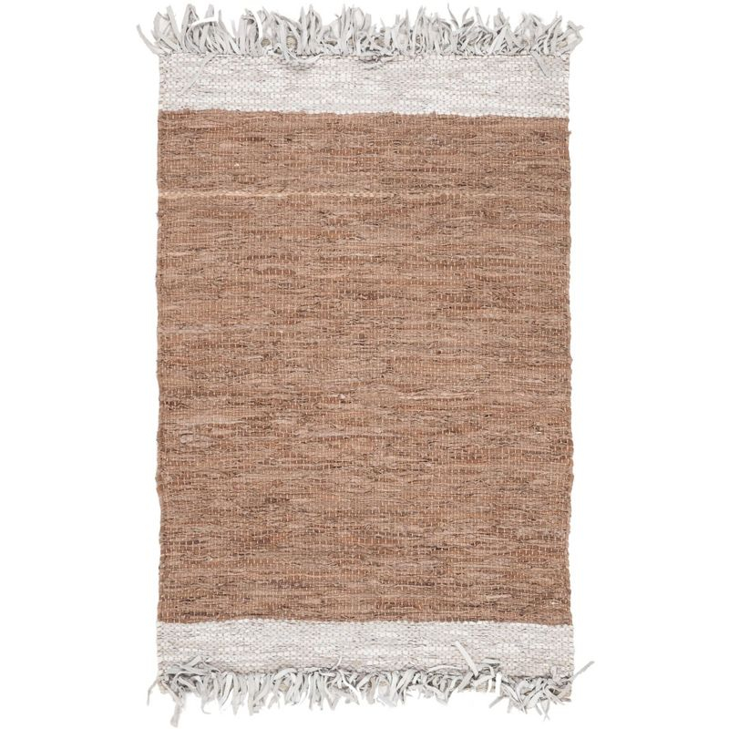 Vintage Leather VTL310 Hand Woven Indoor Accent Rug - Light Grey/Brown - 3'x5' - Safavieh