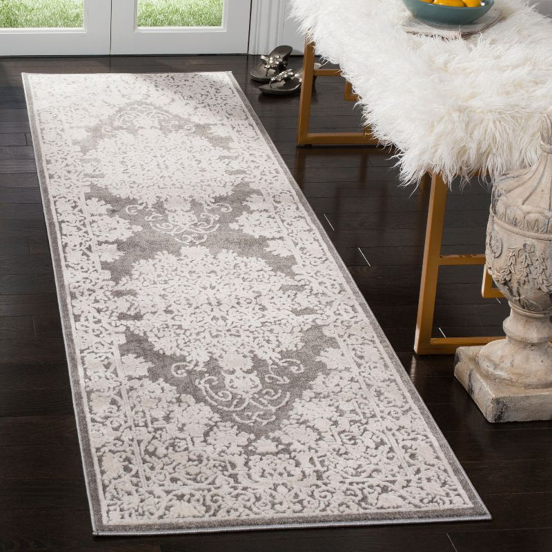 Reflection RFT664 Power Loomed Indoor Runner Rug - 2'3"x12' - Dark Grey/Cream - Safavieh
