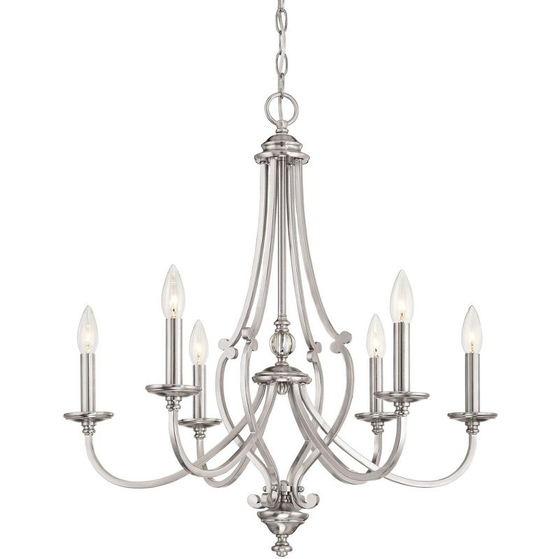 Minka Lavery Brushed Nickel Chandelier 26" Wide French 6-Light Fixture for Dining Room House Foyer Kitchen Entryway Bedroom Home