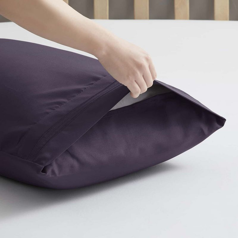 Nestl Luxury Soft Microfiber Standard/Queen Size Pillowcases, Set of 2, Purple Eggplant