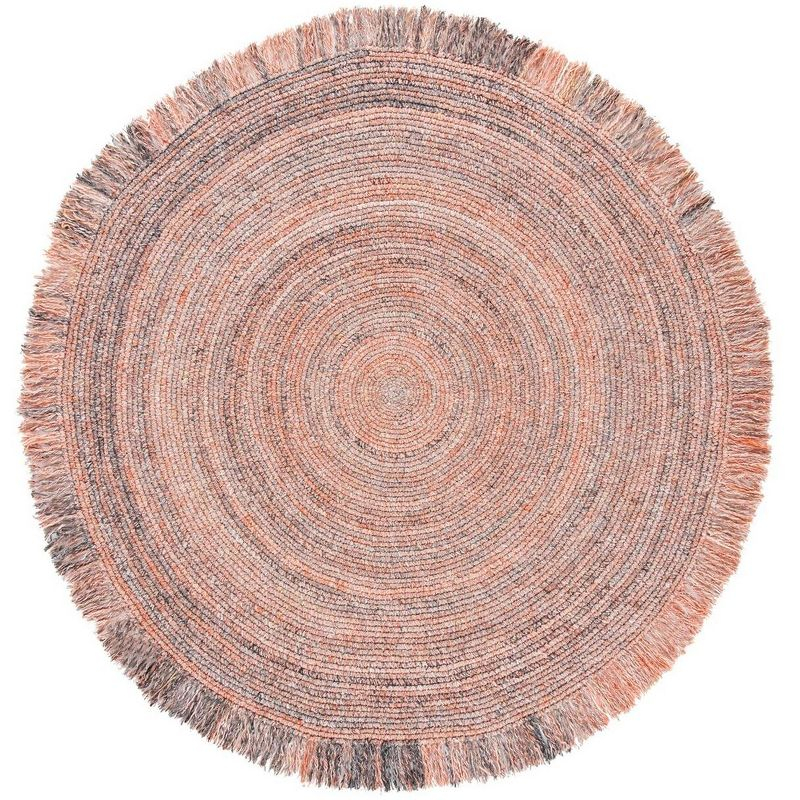 Braided BRD275 Hand Braided Area Rug - Orange/Grey - 4' round - Safavieh.