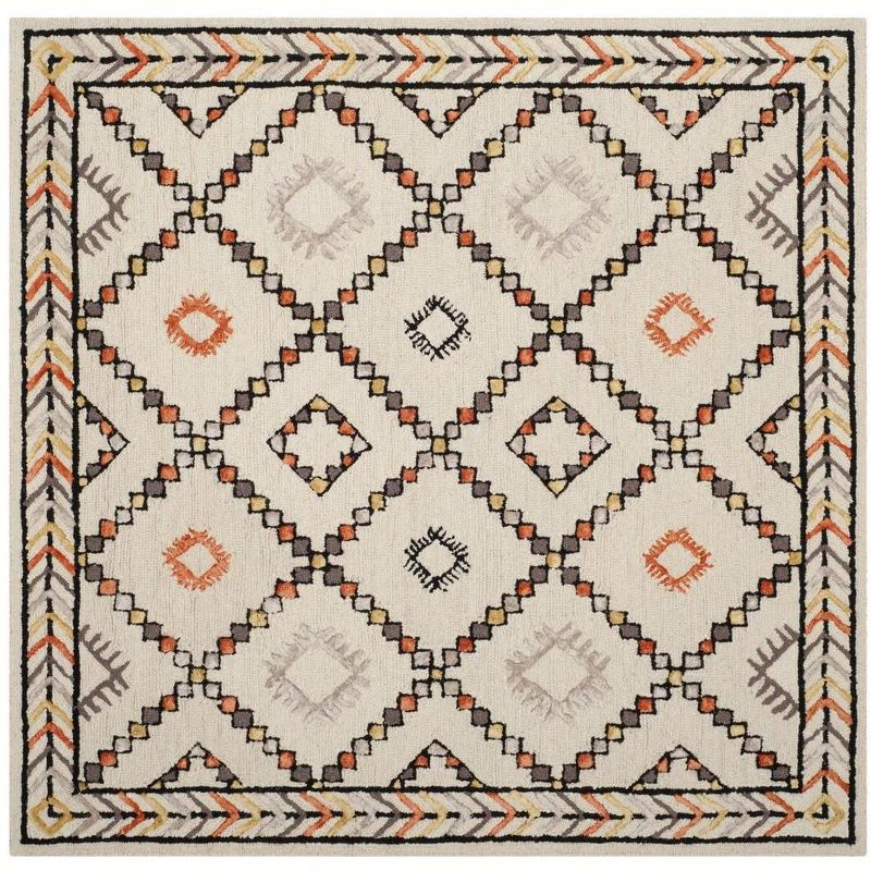 Bellagio BLG548 Hand Tufted Area Rug - Ivory/Multi - 5'x5' - Safavieh.