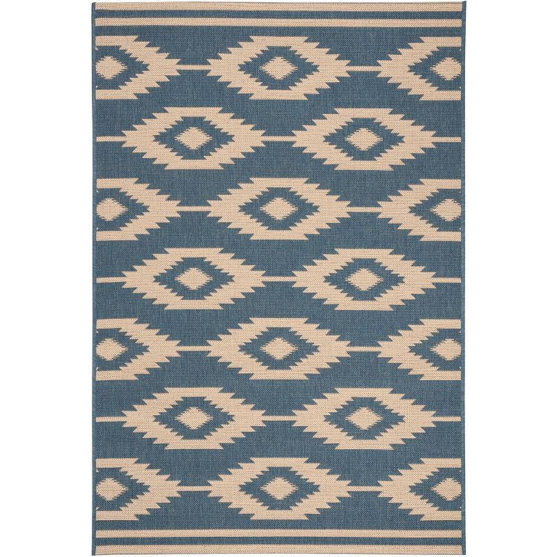 Beach House BHS171 POWER LOOMED Indoor/Outdoor Runner Rug - Cream/Blue - 2'2"x4' - Safavieh