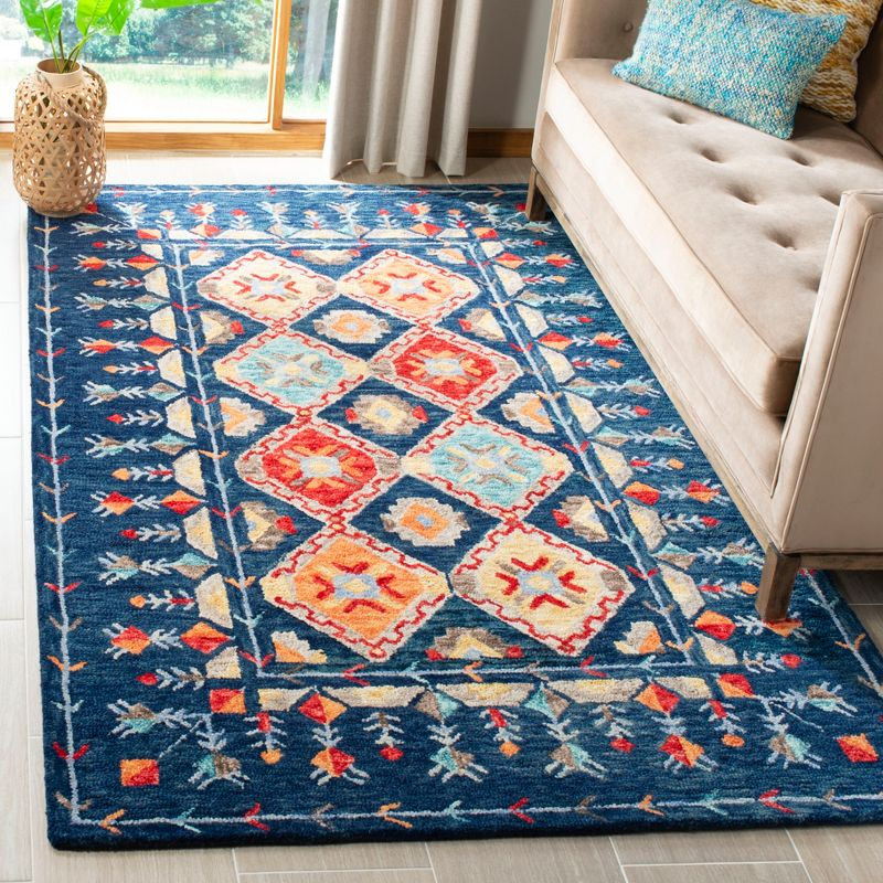 Aspen APN515 Hand Tufted Indoor Area Rug - Navy/Orange - 5'x8' - Safavieh