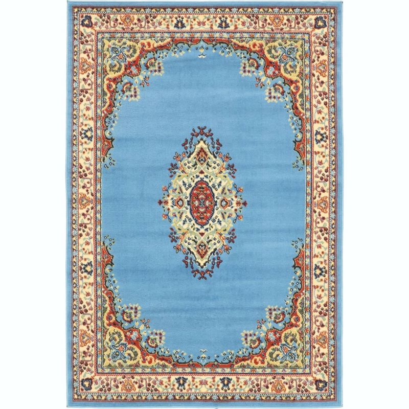 Unique Loom Reza Collection Area Rug - Washington (4' 1" x 6' 1" Rectangle Light Blue/Cream)