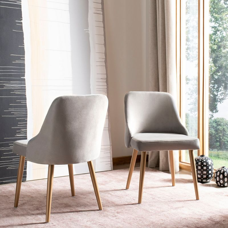 Lulu Upholstered Dining Chair (Set of 2) - Grey/Gold - Safavieh