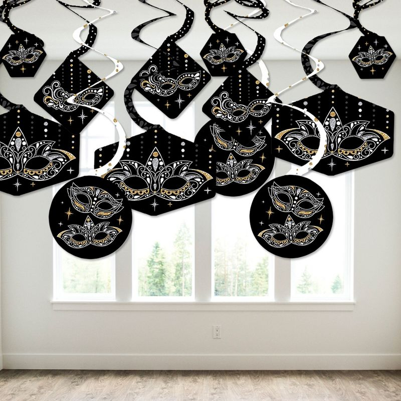 Big Dot of Happiness Masquerade - Carnival Mask Party Hanging Decor - Party Decoration Swirls - Set of 40