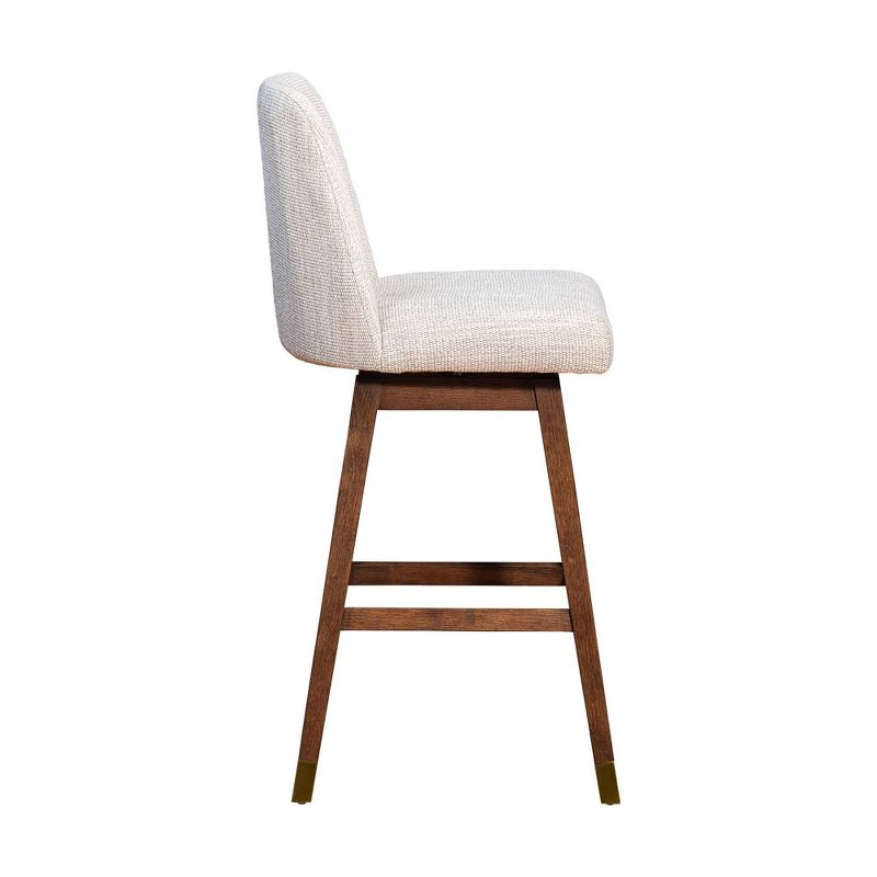 Armen Living Amalie Wood Finish with Fabric Swivel Barstool Brown Oak/Beige