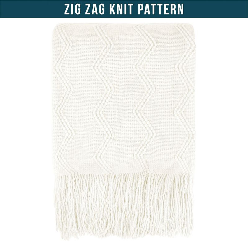 PAVILIA Knit Textured Soft Throw Blanket for Sofa, Living Room Decor, and Bed, White/Twin - 60x80