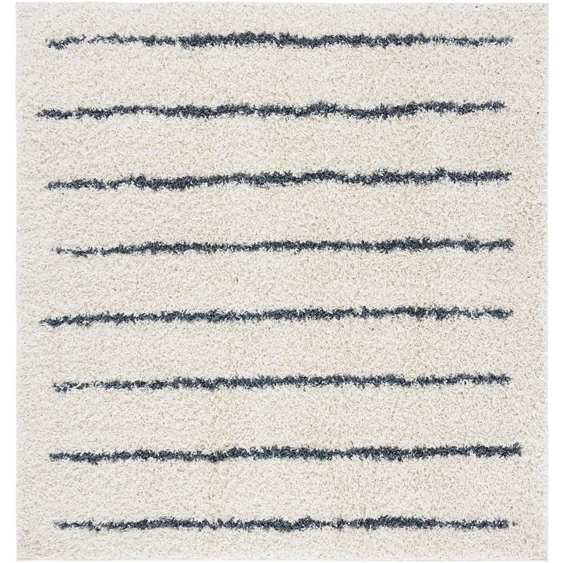 Venus Shag VNS604 Power Loomed Area Rug - Ivory/Dark Grey - 6'7"x6'7" - Safavieh.