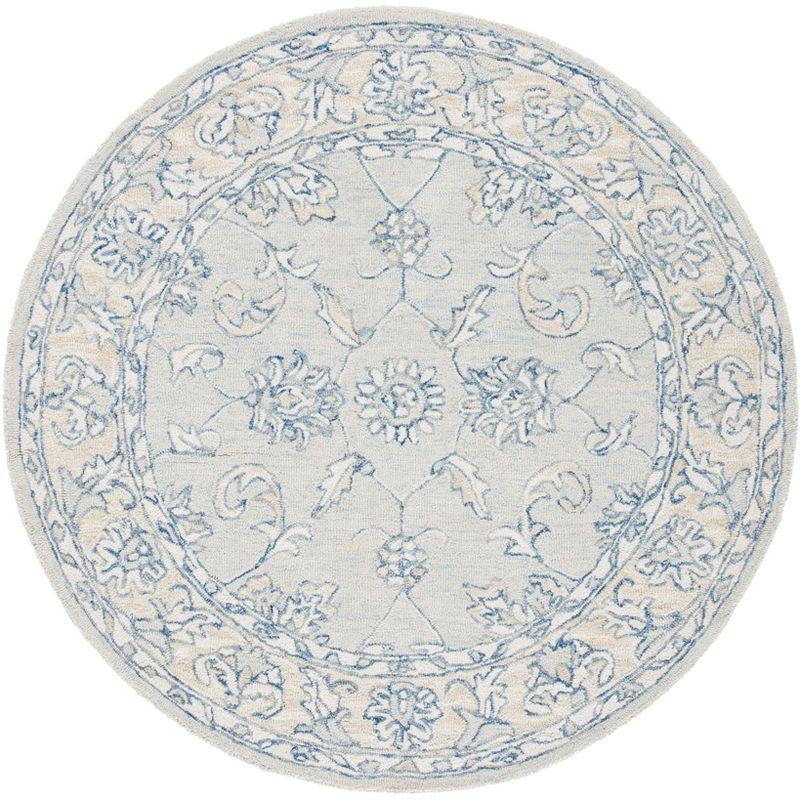Micro-Loop MLP535 Hand Tufted Area Rug - Blue/Beige - 5' round - Safavieh.