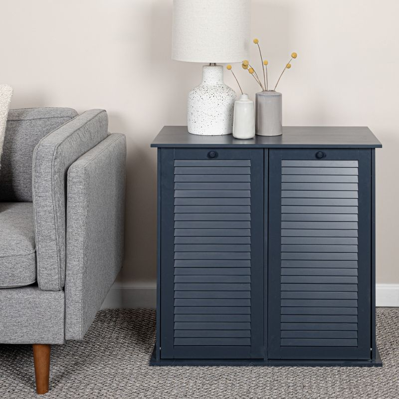 Tilt-out Cabinet Laundry Sorter with Shutter Front, Navy