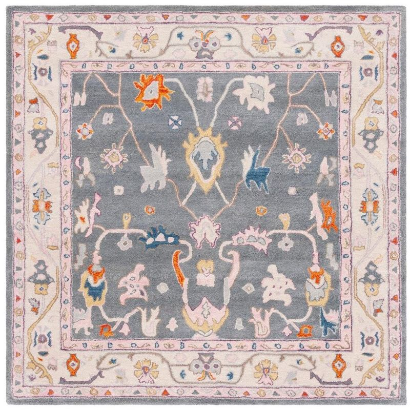 Anatolia AN513 Hand Tufted Area Rug  - Dark Grey/Ivory - 6'x6' - Safavieh.