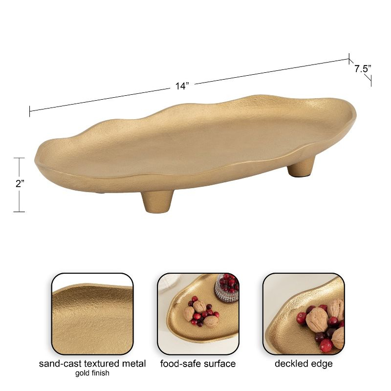 Kate and Laurel Alessia Oval Decorative Tray, 14x8, Gold