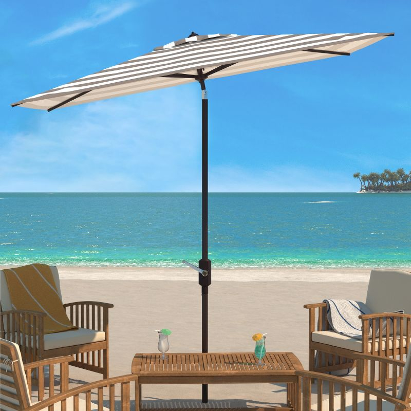 Iris Fashion Line 6.5 X 10 Ft Rectangle Umbrella - PAT8304 - Grey/White - Safavieh