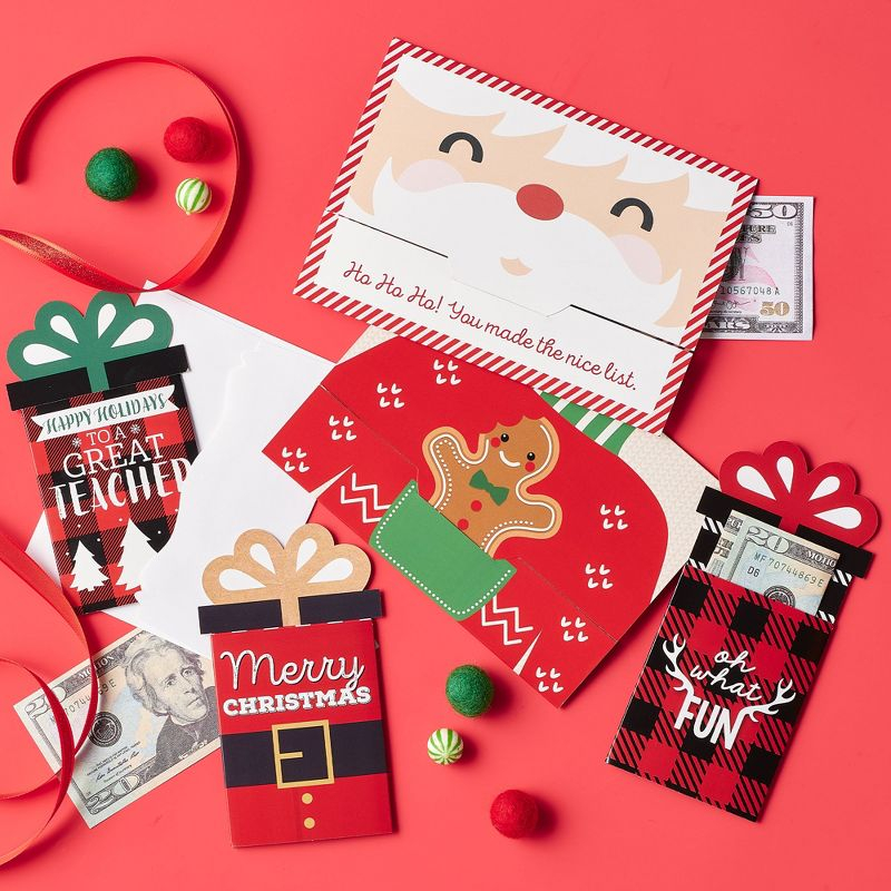 Big Dot of Happiness Jolly Santa Claus - Christmas Party Money and Gift Card Sleeves - Nifty Gifty Card Holders - 8 Ct