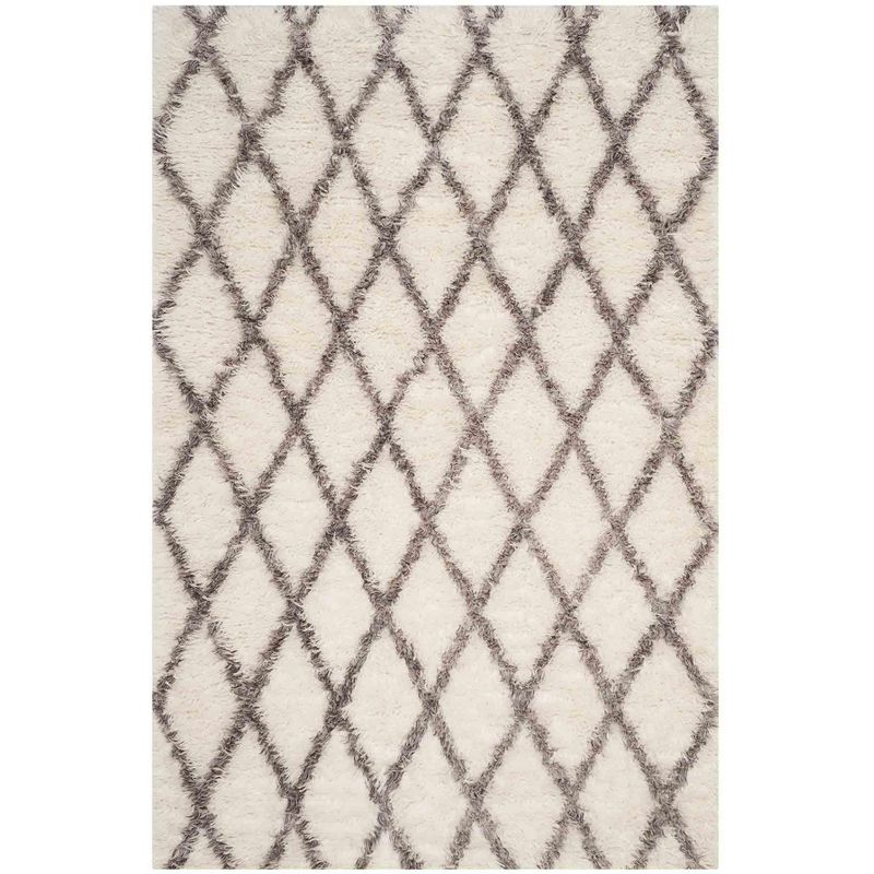 Kenya KNY712 Hand Knotted Area Rug - Ivory/Grey - 6'x9' - Safavieh