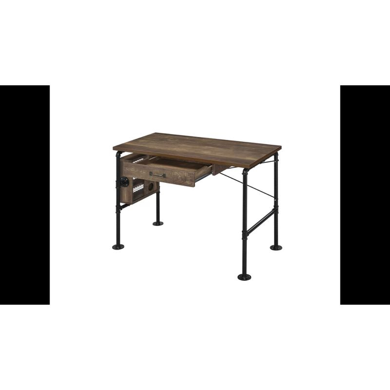 Endang Writing Desk Weathered Oak/Black - Acme Furniture: Metal Frame, Space-Saving 39" Surface