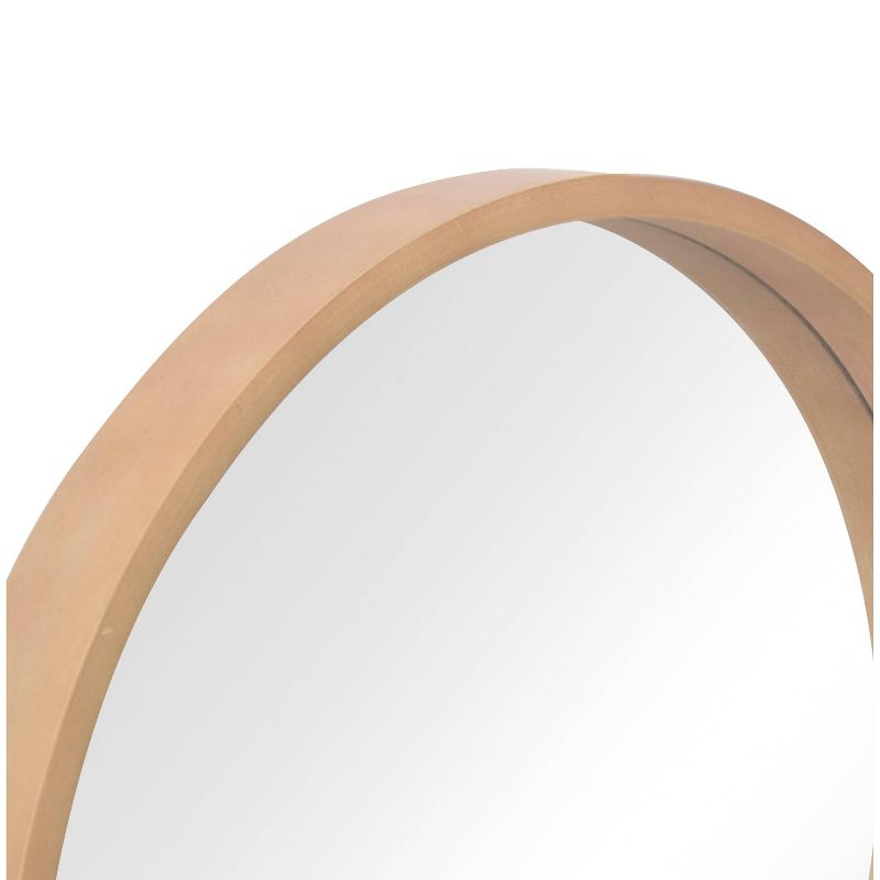 WallBeyond 24" Wood Round Mirror Natural : Pine Frame, Modern Style, Wall Mount, No Assembly Required