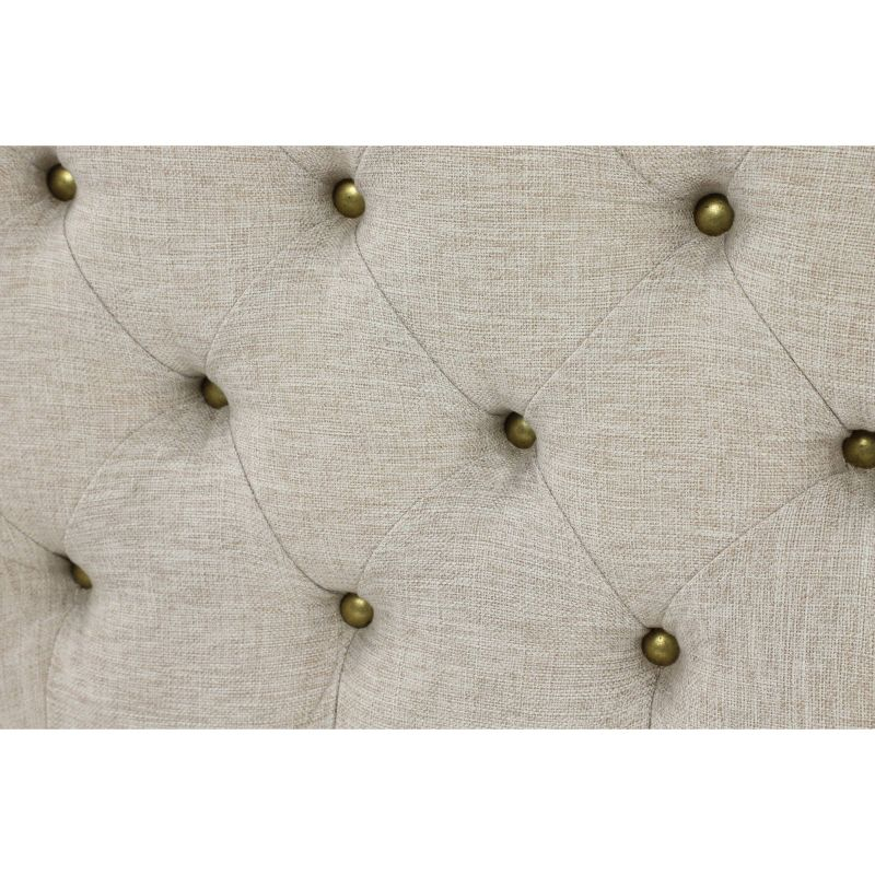 Linen Tufted Ottoman Bench Beige - Olivia & May