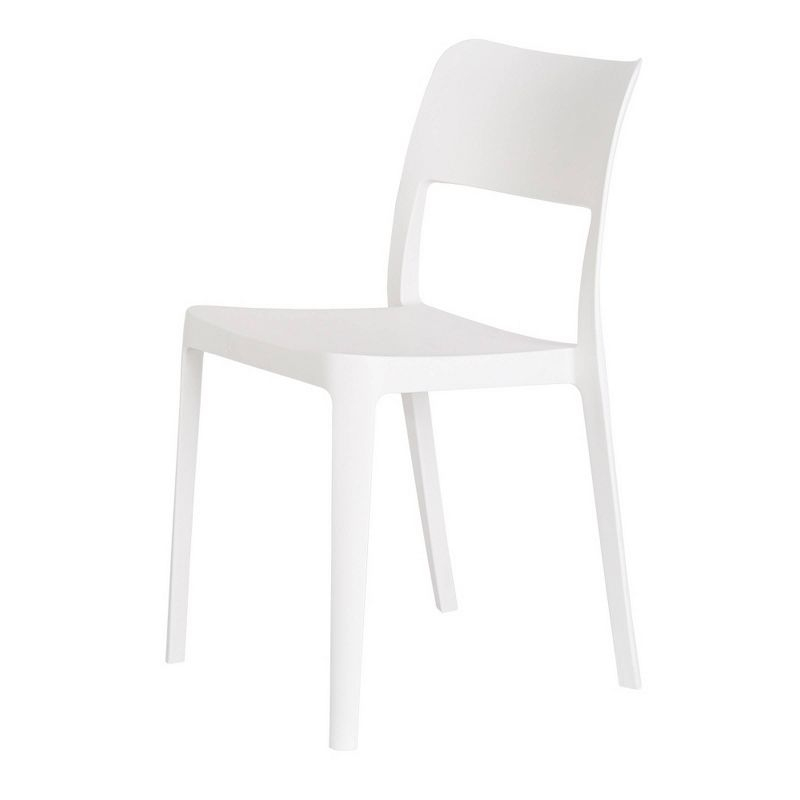 2pk La Vie Stackable Patio Armless Chairs White - Lagoon: Resin Outdoor Furniture, Mold & UV Resistant