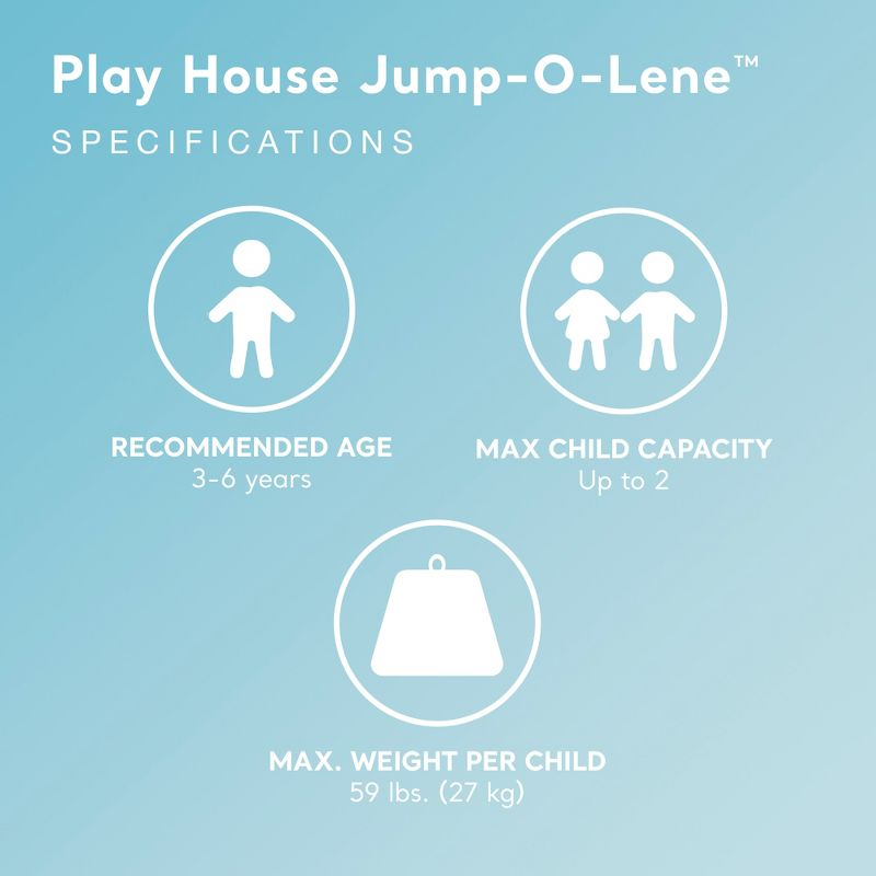 Intex Inflatable Jump-O-Lene Indoor or Outdoor Playhouse Trampoline Bounce Castle House with Crawl-Thru Door and Net for Kids Ages 3-6