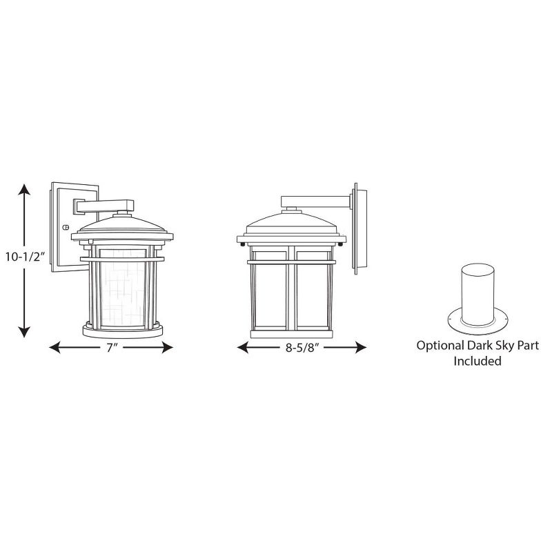 Progress Lighting Wish 1-Light Outdoor Black Wall Lantern with Etched Umber Linen Glass and Dark Sky Shield