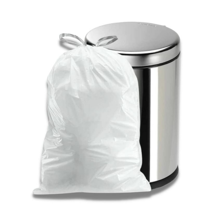 Plasticplace White Trash Bags Compatible with simplehuman Code E (100 Count) 5.2 Gallon / 20 Liter 18.75" x 20