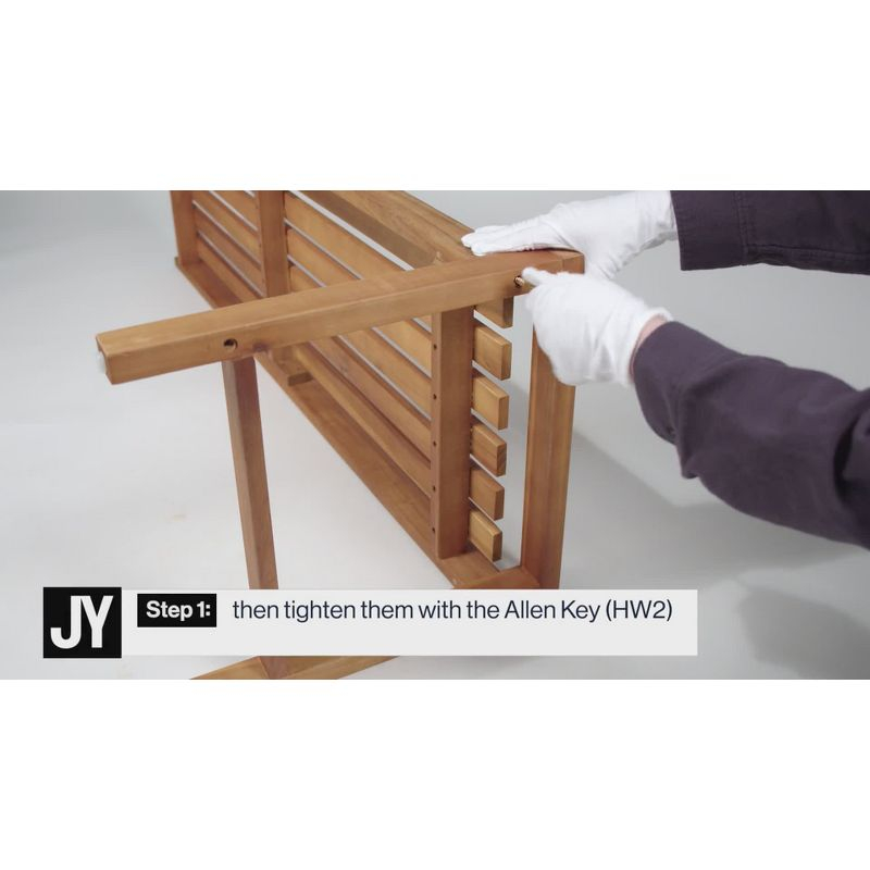Blane 3-Seat Mid-Century Modern Acacia Wood Slat Outdoor Garden Patio Bench, Teak - JONATHAN Y