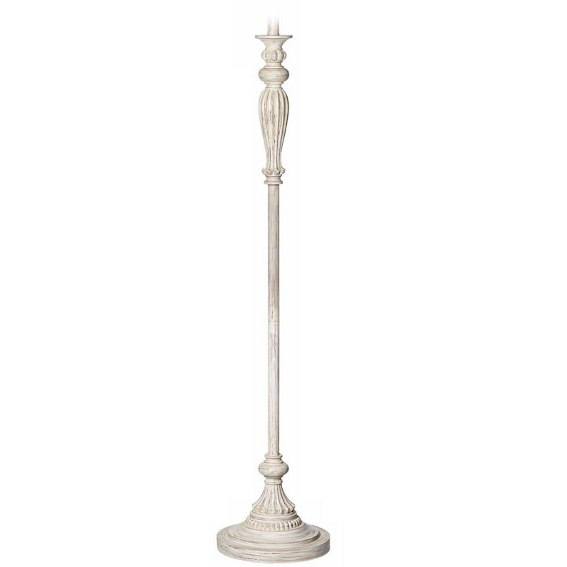 360 Lighting Vintage Shabby Chic Floor Lamp Base 60" Tall Antique White Washed for Living Room Reading Bedroom Office