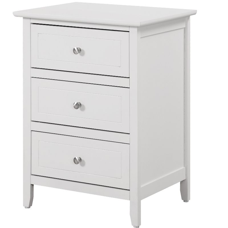Passion Furniture Daniel 3-Drawer White Nightstand (25 in. H x 19 in. W x 15 in. D)