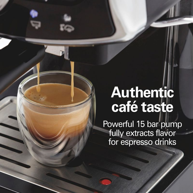 Hamilton Beach Hamilton Beach Slide & Lock Espresso Maker 15 Bar Pump Black With Chrome Accents