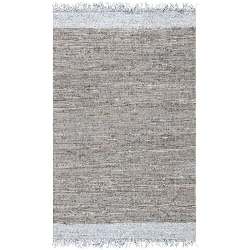 Vintage Leather VTL310 Hand Woven Indoor Area Rug - Light Grey/Taupe - 5'x8' - Safavieh