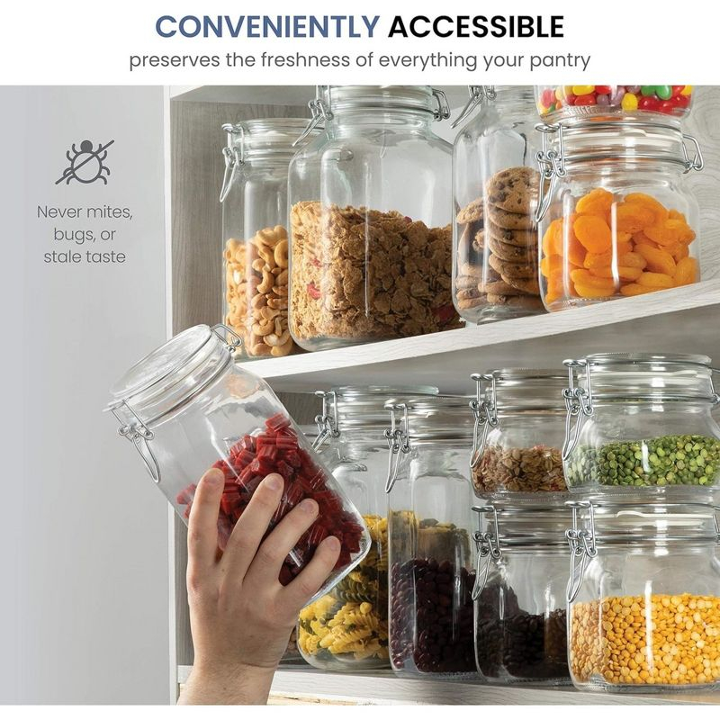 Bormioli Rocco Fido 5L Glass Jar - 169oz Airtight Storage with Metal Clamp & Rubber Gasket - Great for Kitchen Organization, Made in Italy