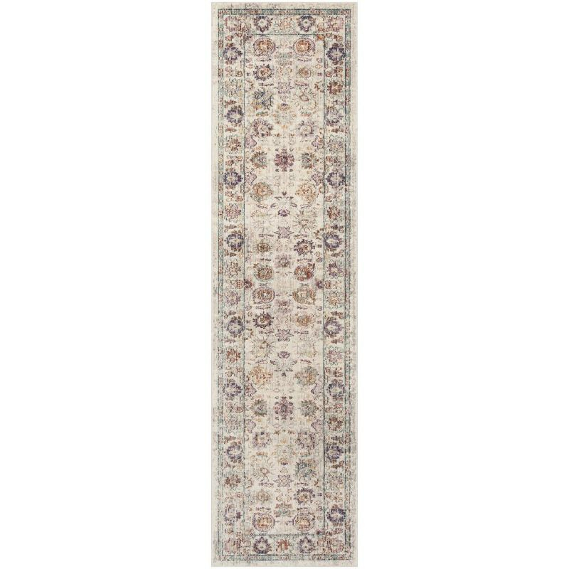 Illusion ILL710 Power Loomed Runner Rug - Cream/Purple - 2'3"x8' - Safavieh