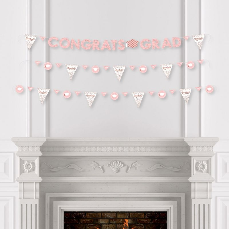 Big Dot of Happiness Rose Gold Grad - Graduation Party Letter Banner Decoration - 36 Banner Cutouts and Congrats Grad Banner Letters