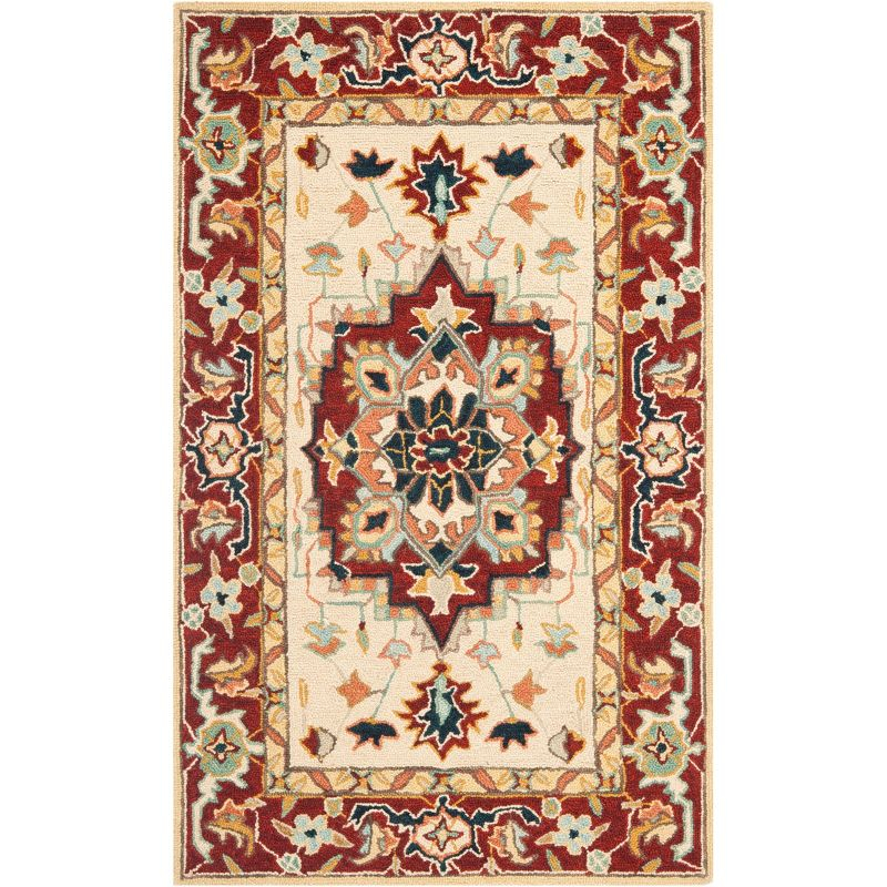 Chelsea HK709 Hand Hooked Accent Rug - Red/Ivory - 2'6"x4' - Safavieh.