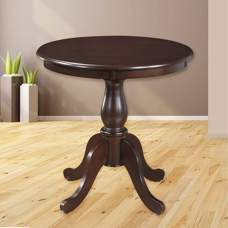 Carolina Living 30" Salem Round Pedestal Dining Table Espresso: Rubberwood, MDF, Non-Extension