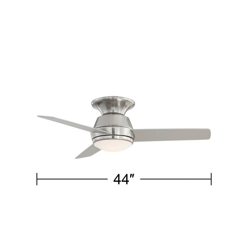 44" Casa Vieja Marbella Breeze Modern Hugger Indoor Ceiling Fan with Dimmable LED Light Remote Control Brushed Nickel Opal Glass for Living Room House