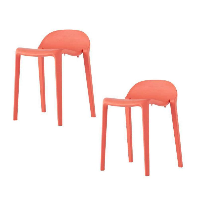 2pc Joyous Short Stools - Salmon - Lagoon: Resin, Contoured, No Assembly, Patio-Compatible