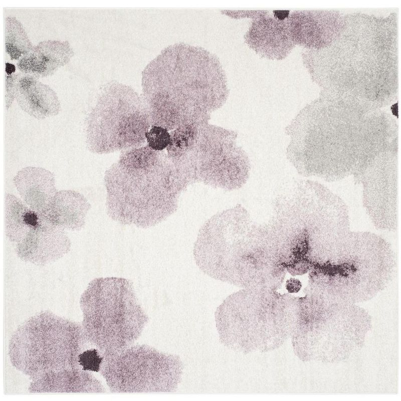 Adirondack ADR123 Power Loomed Area Rug - Ivory/Purple - 6'x6' - Safavieh.