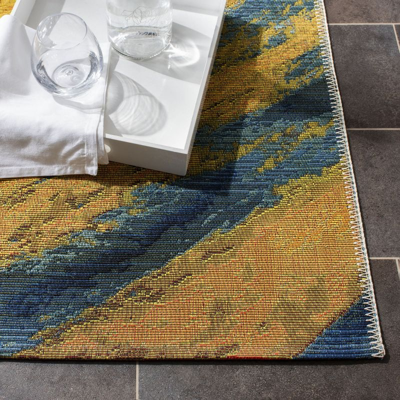 Barbados BAR510 Power Loomed Indoor/Outdoor Area Rug - Blue/Gold - 5'3"x7'6" - Safavieh.