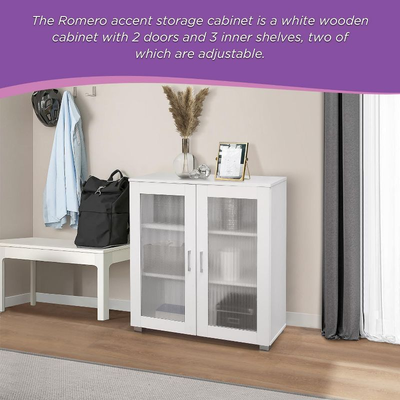 Kings Brand Furniture - 2-Door Accent Storage Cabinet, Sideboard Buffet Floor Storage Cupboard for Kitchen, Dining Room, Living Room, Entryway - White