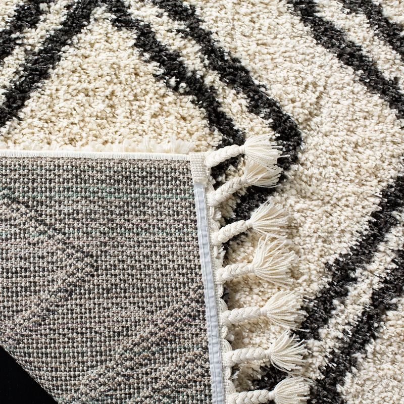 Moroccan Fringe Shag MFG247 Power Loomed Indoor Area Rug - Cream/Charcoal - 5'3"x7'6" - Safavieh.